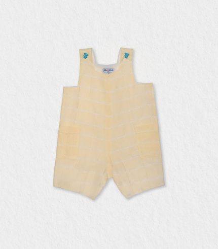 Stylish baby boy dungarees made from soft linen and cotton blend.