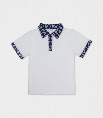 Boys summer polo shirt with classic collar and button placket.