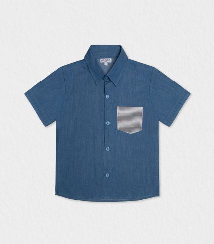 Cotton boy shirt in classic blue denim for boys