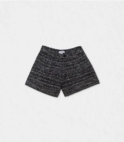 Chic girls black tweed shorts with tailored fit – perfect for smart casual looks