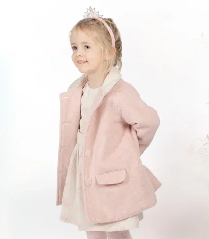 Chic girls wool coat with button closure and refined detailing