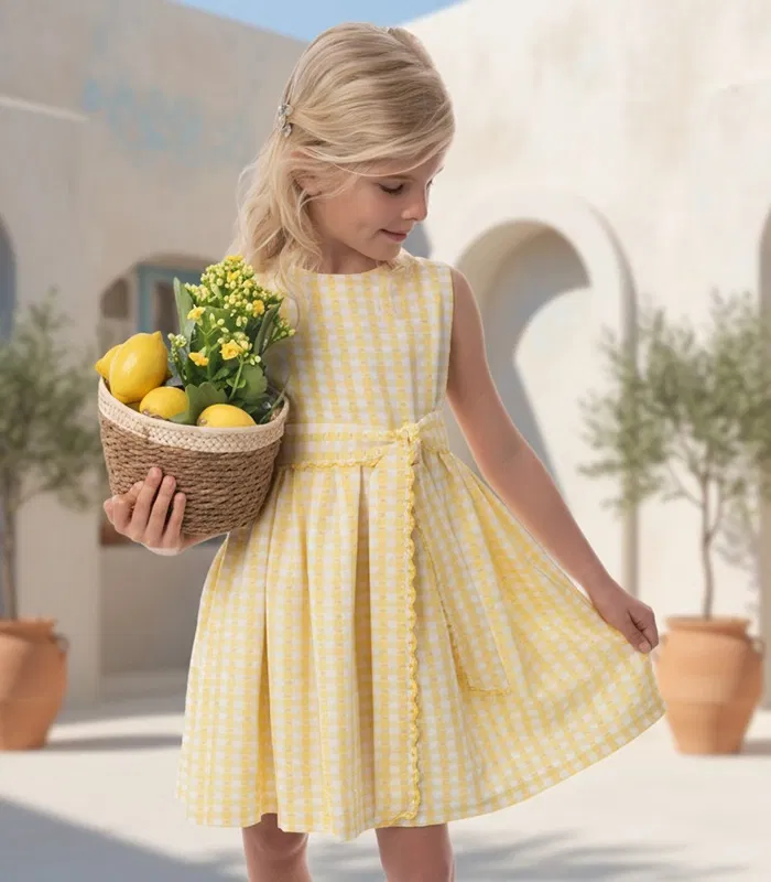 DRESS-ETOILE-YELLOW-CHECK-1-ORIGINAL girls summer dress babywear