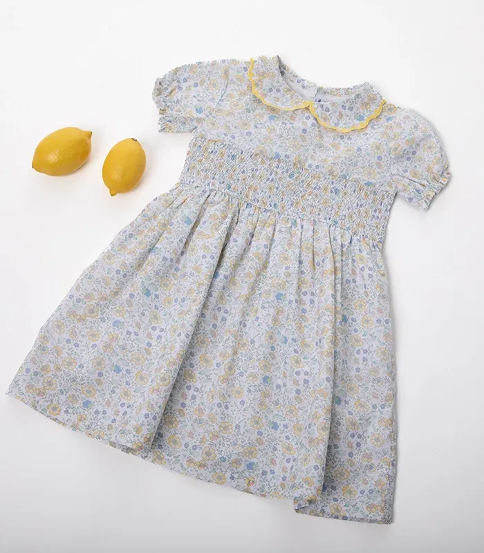 DRESS-EVA-YELLOW-BLUE-FLOWER-1-ORIGINAL floral smocked dress babywear