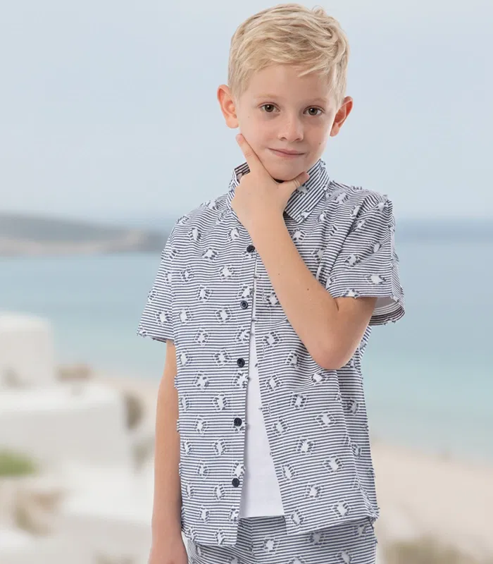 SHIRT-COLIN-NAVY-BLUE-1-ORIGINAL textured boys summer shirt babywear